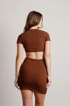 Promise You Brown Ribbed Cutout Bodycon Mini Dress