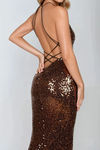 Risk Taker Mermaid Sequin Maxi Dress - Brown