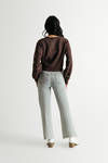 Sweet Girl Brown Floral Embroidered Cropped Cardigan Sweater