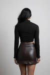 Through My Veins Brown Faux Leather Bodycon Mini Skirt