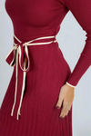 Classic Allure Ribbed Sweater Midi Dress - Burgundy