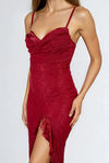 Made to Love Lace High Slit Maxi Dress - Burgundy