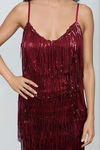 Make the Move Fringe Sequin Mini Dress - Burgundy