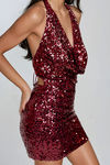 Radiant Muse Sequin Halter Mini Dress - Burgundy