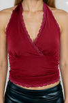 Season of Blooms Lace Halter Top - Burgundy