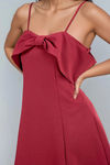 Sweet Allure Bow Front Satin Mini Dress - Burgundy