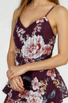 Better in Bloom Floral Tiered Midi Dress - Burgundy White