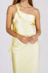 Turn Glam One Shoulder Satin Maxi Dress - Butter