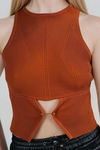 All Eyes Here Cutout Tank Top - Caramel