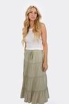 Sariyah Celery Solid Tiered Maxi Skirt