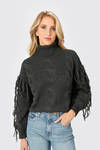 Return To Sender Charcoal Cable Knit Sweater