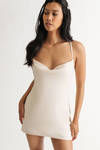 Azalea Cream Cowl Neck Back Tie Mini Dress