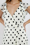 Who's Blushing Now Polka Dot Wrap Maxi Dress - Cream Black