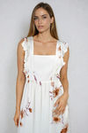 Bloom Bright Floral Tie-Back Maxi Dress - Cream Brick