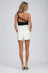 Cinch & Slay Faux Leather Shorts - Cream