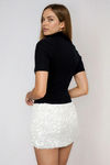 Flirt Glow Sequin Embellishment Mini Skirt - Cream