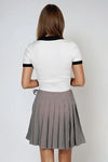 Pretty Pleats Checkered Mini Skirt - Cream Multi