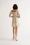 Selina Cream Multi Floral Puff Sleeve Smocked Mini Dress