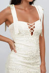 Shine On Lace Up Sequin Mini Dress - Cream