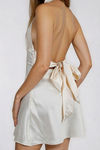 Sweet Distraction Cowl Halter Backless Mini Dress - Cream
