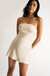 Time To Deliver Cream Satin Skater Mini Dress