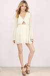 Up My Sleeve Cream Skater Dress