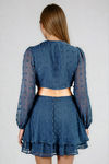 Date Ready Swiss Dot Cutout Mini Dress - Dark Blue