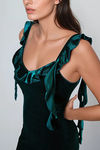 Fearless Heart Velvet Ruffle Maxi Dress - Dark Green