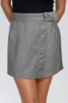 Suit Up Belted Mini Skirt - Dark Grey