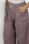Free Flow Pleated Wide Leg Pants - Dark Mauve