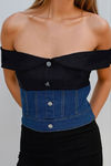 Chic Fusion Denim Top - Denim