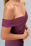 Twisted Love Off Shoulder Bodycon Midi Dress - Dry Rose