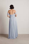 Adrienne Dusty Blue Off Shoulder Maxi Dress