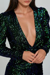 Celestial Beam Sequin Bodycon Mini Dress - Emerald
