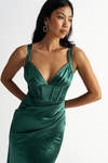 Last A Lifetime Emerald Satin Bustier Maxi Dress