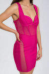 Fierce Aura Mesh Bodycon Mini Dress - Fuchsia