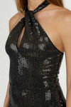 Flirty Flash Halter Sequin Mini Dress - Gold Black