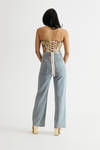 Elizabethan Gold Multi Floral Lace-Up Corset Bustier Top