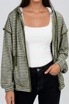 Breezy Mood Striped Hooded Jacket - Green