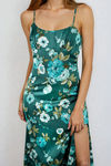 Make Me Yours Floral Satin Maxi Dress - Green Floral