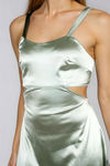 Polished Glow Cutout Satin Mini Dress - Green