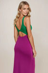 Yareli Plunging Sweater Mini Dress - Green/Purple