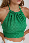 Twist Charm Halter Neck Crop Top - Green
