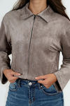 Play Bold Suede Cropped Jacket - Grey