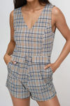 Timeless Charm Plaid Romper - Grey