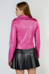 Drift Fresh Zip Front Leather Jacket - Hot Pink