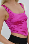 Luxe Curve Satin Corset Top - Hot Pink
