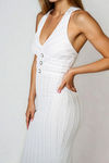 Dangerously Chic Halter Bodycon Midi Dress - Ivory