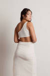 Lexi Ivory Knot Cutout Asymmetric Midi Dress
