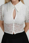 Lovely in Lace Collared Blouse - Ivory